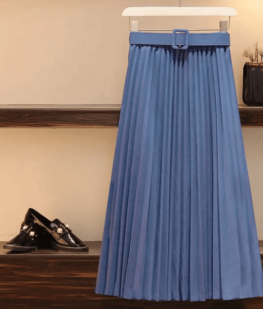 Pleated Belt Skirt
