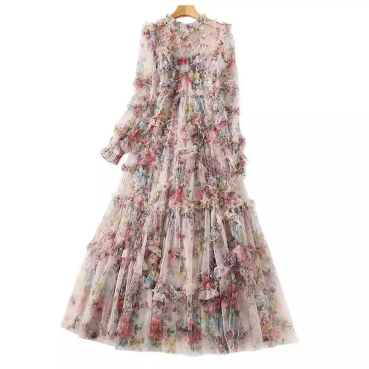 Ruffle Floral Maxi Dress