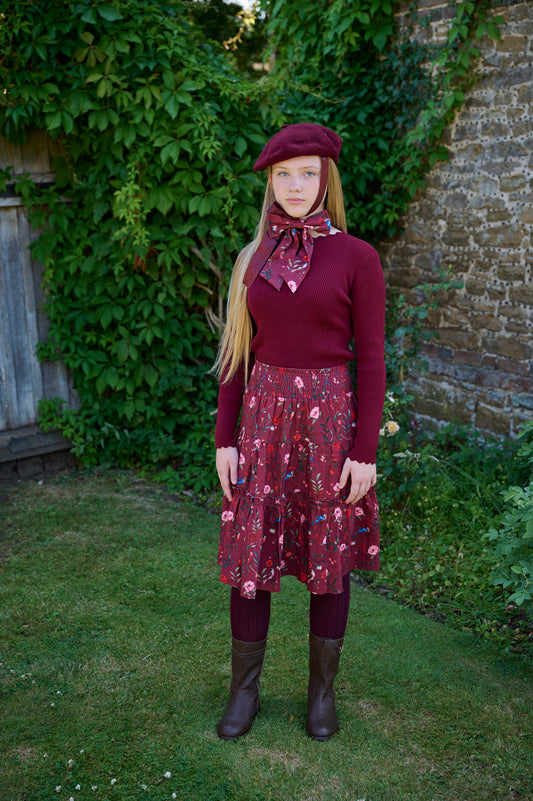 Floral Burgundy Skirt