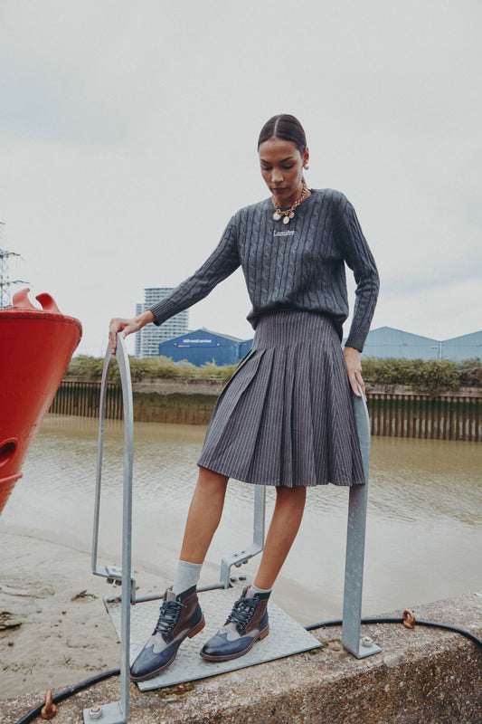 The Pinstripe Pleat Skirt