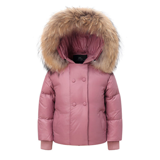 Pink Button Down Coat - 6y