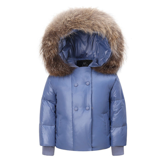 Blue Button Down Coat - 2y
