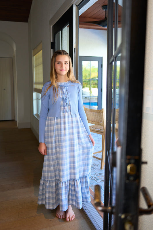 Teen Girl Knitted Blue Cardigan Set