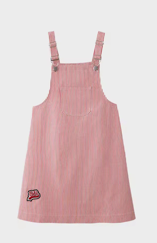 Cherry Red Dungaree Dress- Atelier Collection