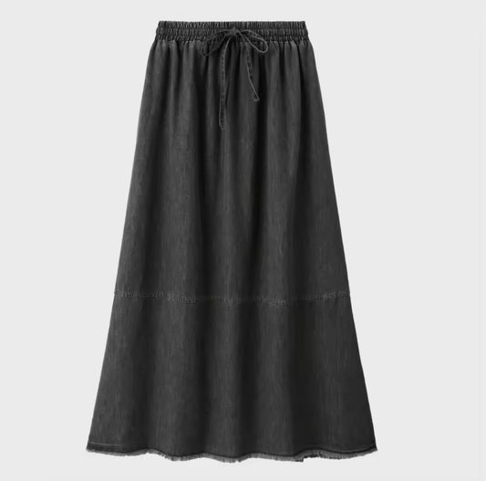 Girls Black Maxi Skirt - Black Denim Collection