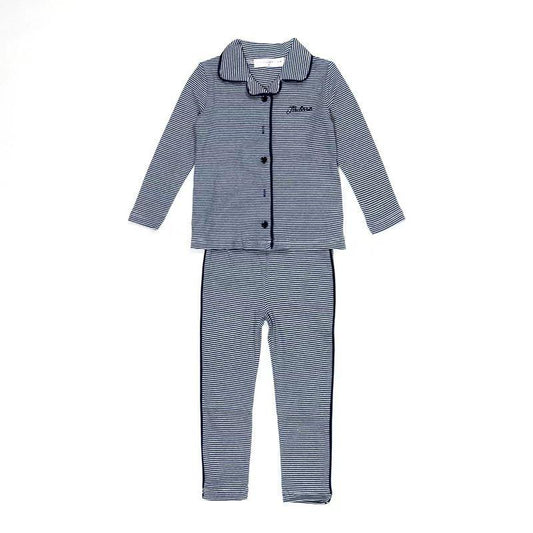 Blue Striped PJ Set- The Jadore Loungewear