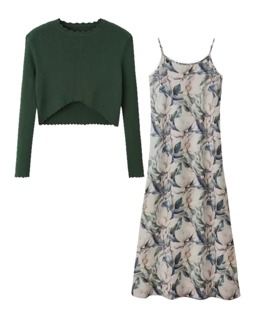 The Dahlia Set Green Floral