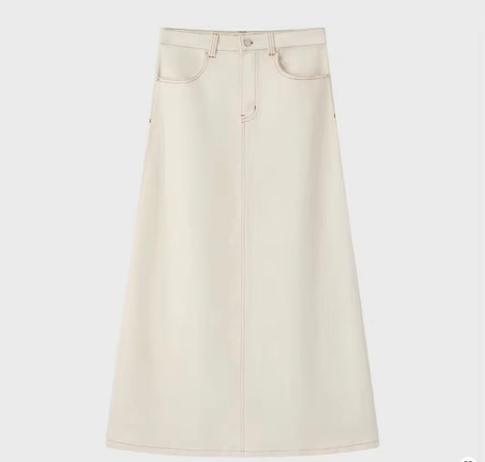 Denim Stretch Skirt White
