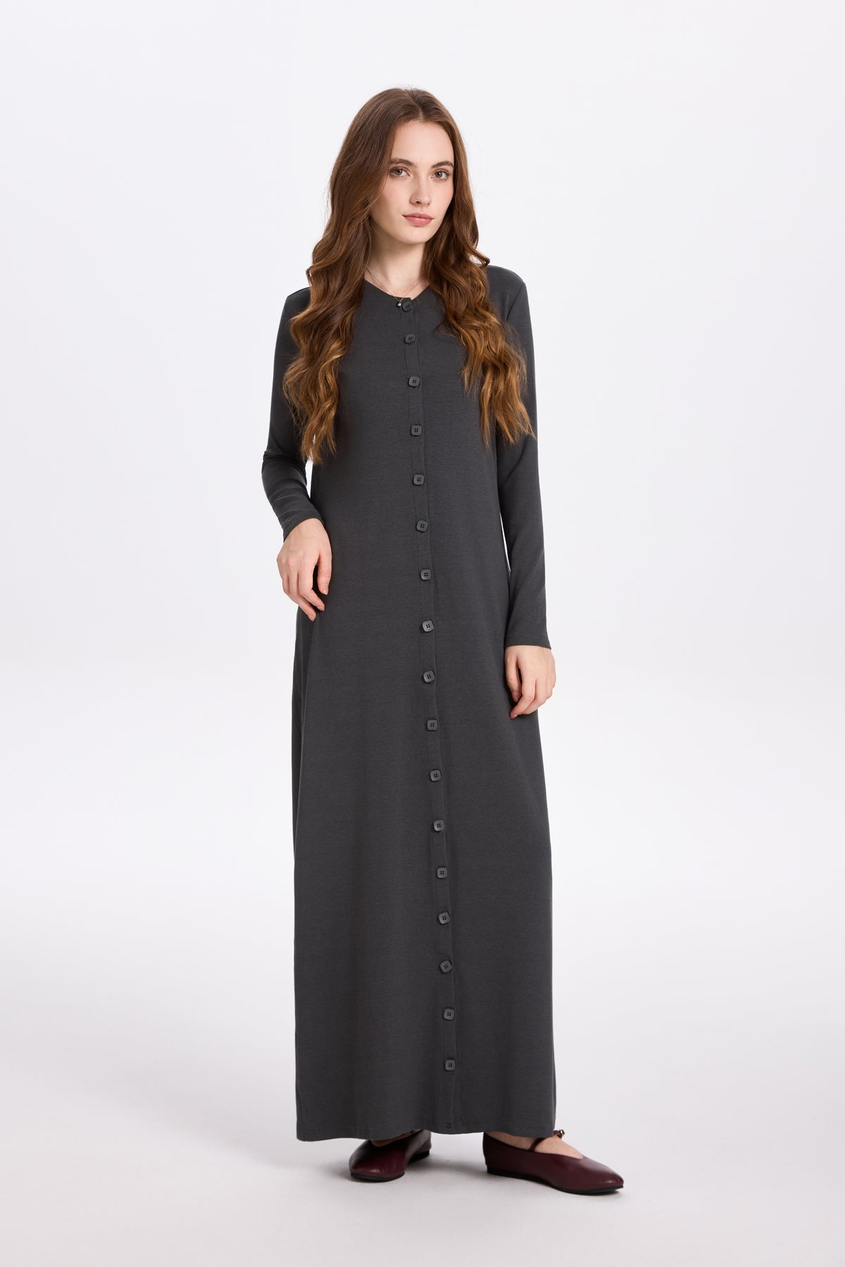 Ribbed Button Maxi Charcoal – Ali Specials