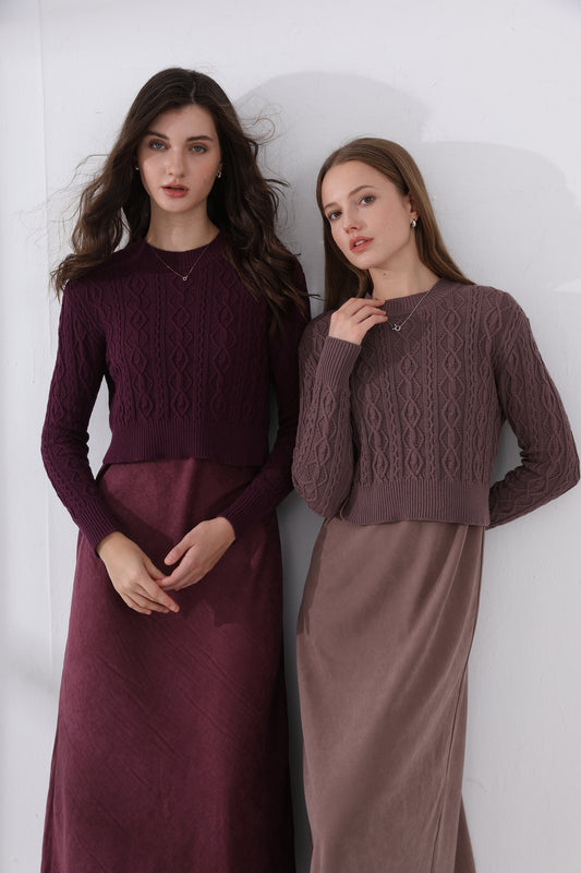 Cableknit Top & Cupro Jumper Dress