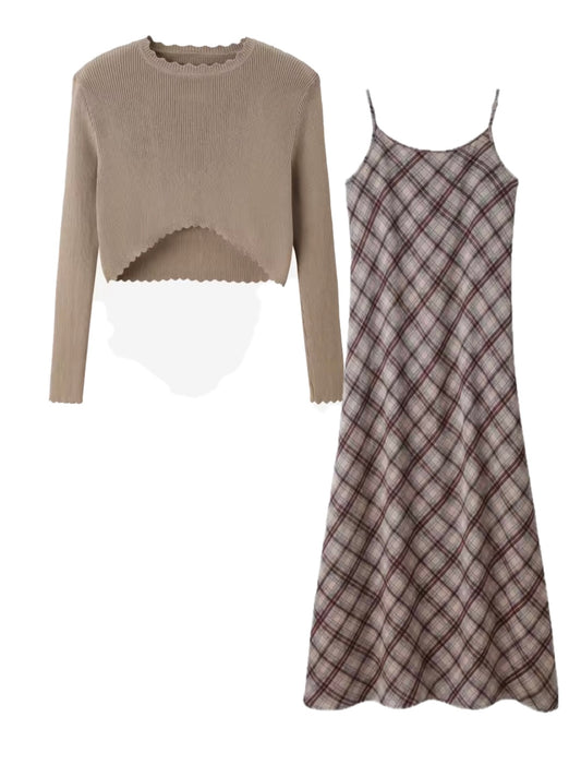 The Dahlia Set Brown Plaid