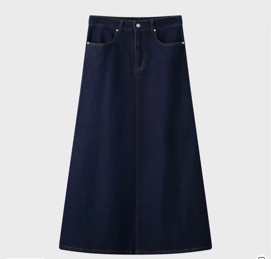 Denim Stretch Skirt Navy