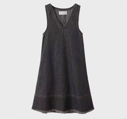 Girl V Dress- Black Denim Collection