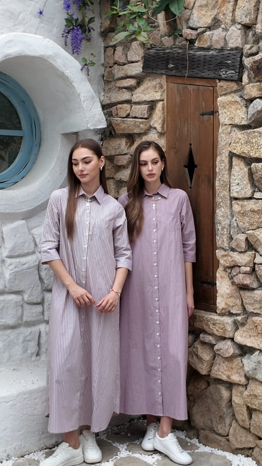 The Riviera Stripe Dress- LAVENDER