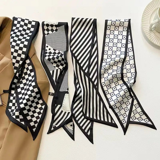 Black/White Silk Scarf