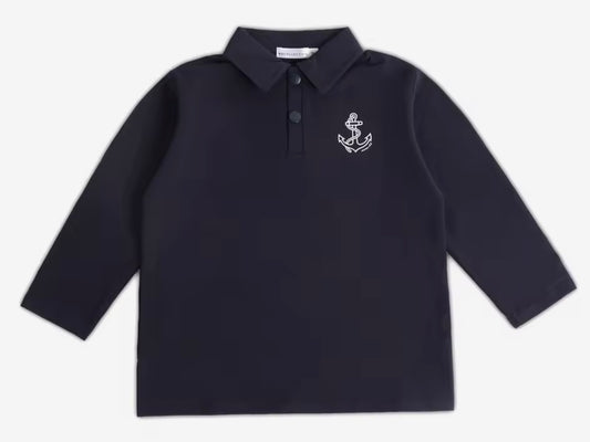 Boys Polo Shirt Navy Long Sleeves - The Harbor Collection