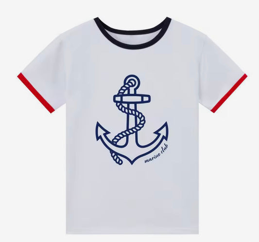 Boys White Anchor T-Shirt- The Harbor Collection