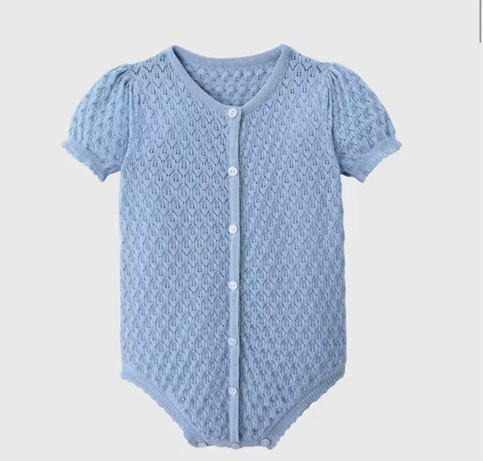 Baby Girl Knit Romper- Bluebell Collection
