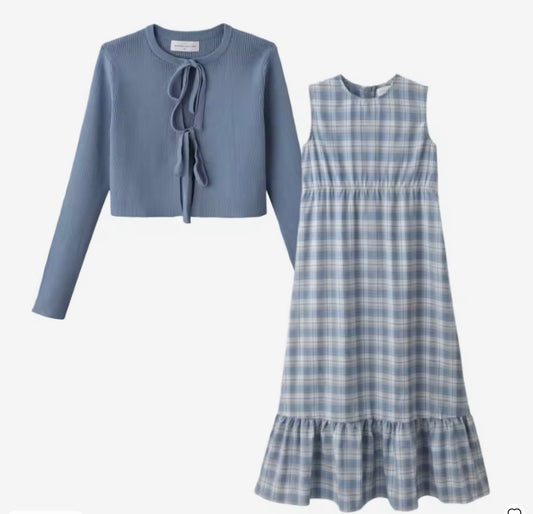 Teen Girl Maxi Plaid Dress Set