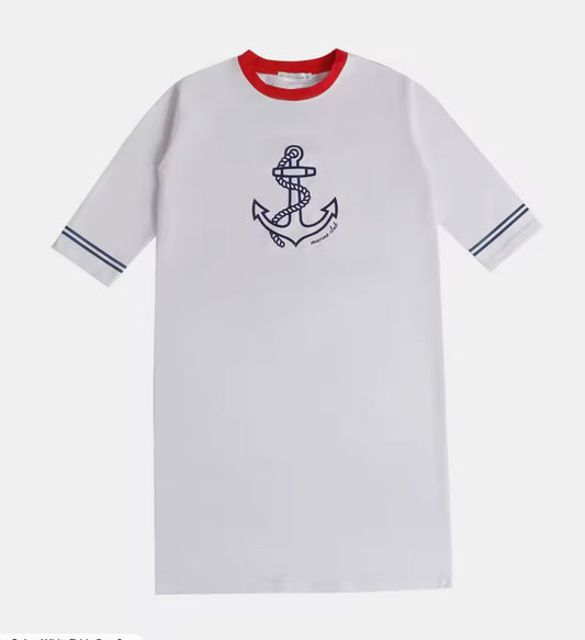 Girls White T-Shirt Dress- The Harbor Collection