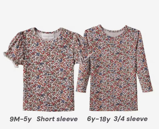 Floral Girls RibTee - Black Denim Collection