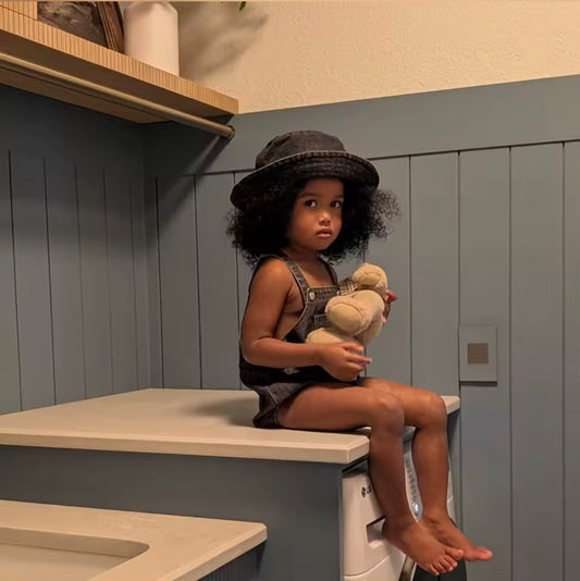 Baby Girl Romper- Black Denim Collection