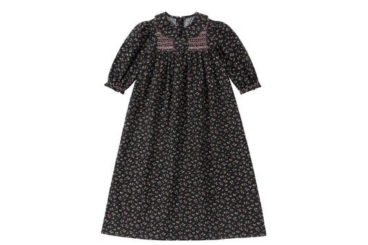 Girl Black Floral Print Robe (Full Robe)