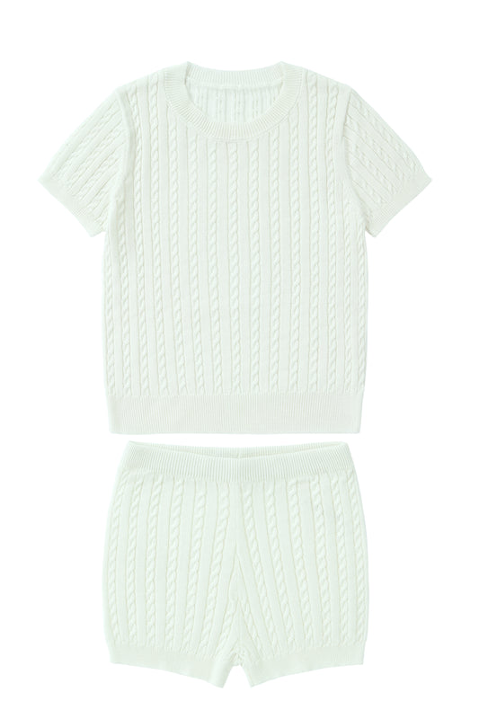 Baby Cableknit set (White) - Gingham Collection