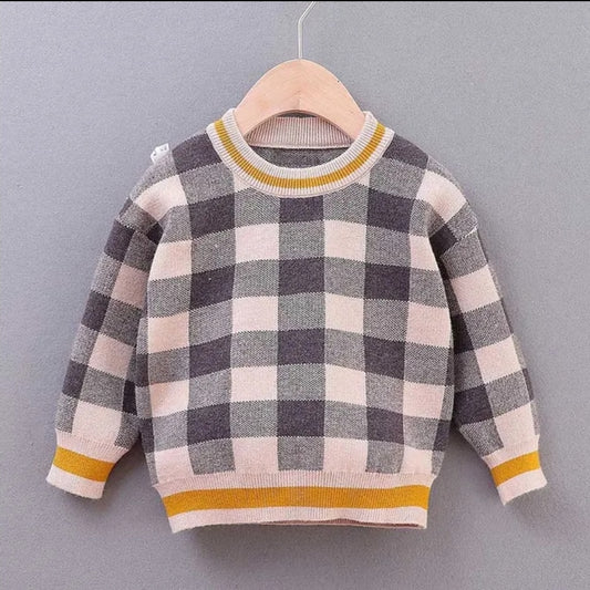 Plaid Knit Pullover