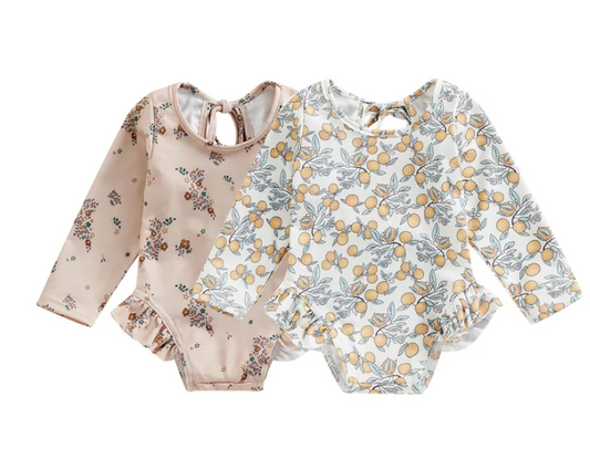 Floral Print Long Sleeve Swimsuit