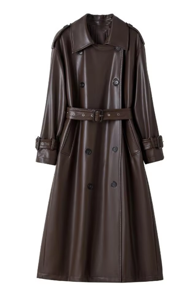 Leather trench coat