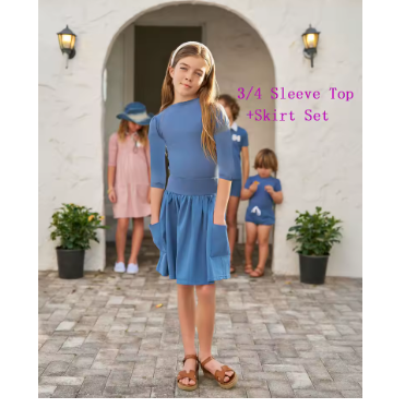 French Terry Blue Set 3/4 Sleeve
