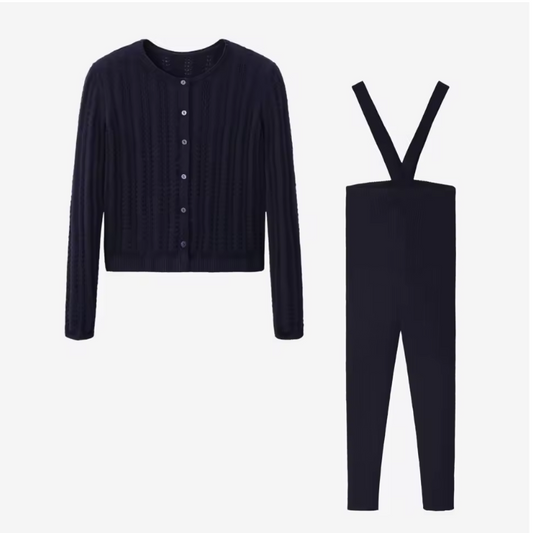 Knit Cardigan Set Navy