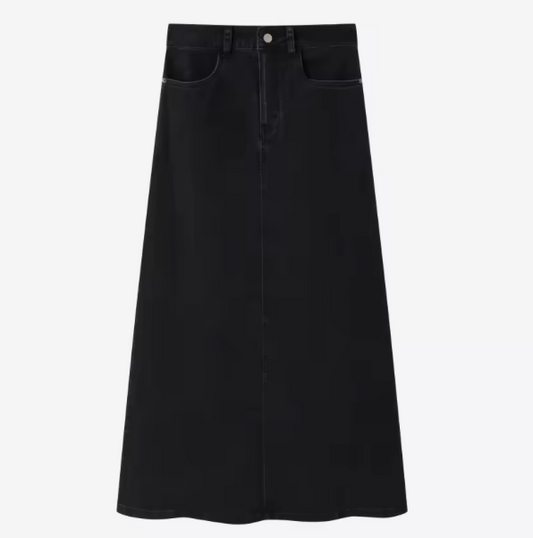 Denim Stretch Skirt Black