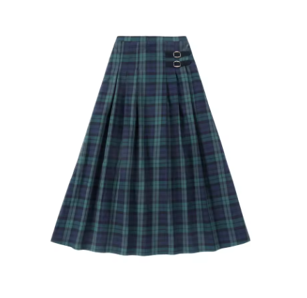 Navy Plaid Maxi Skirt