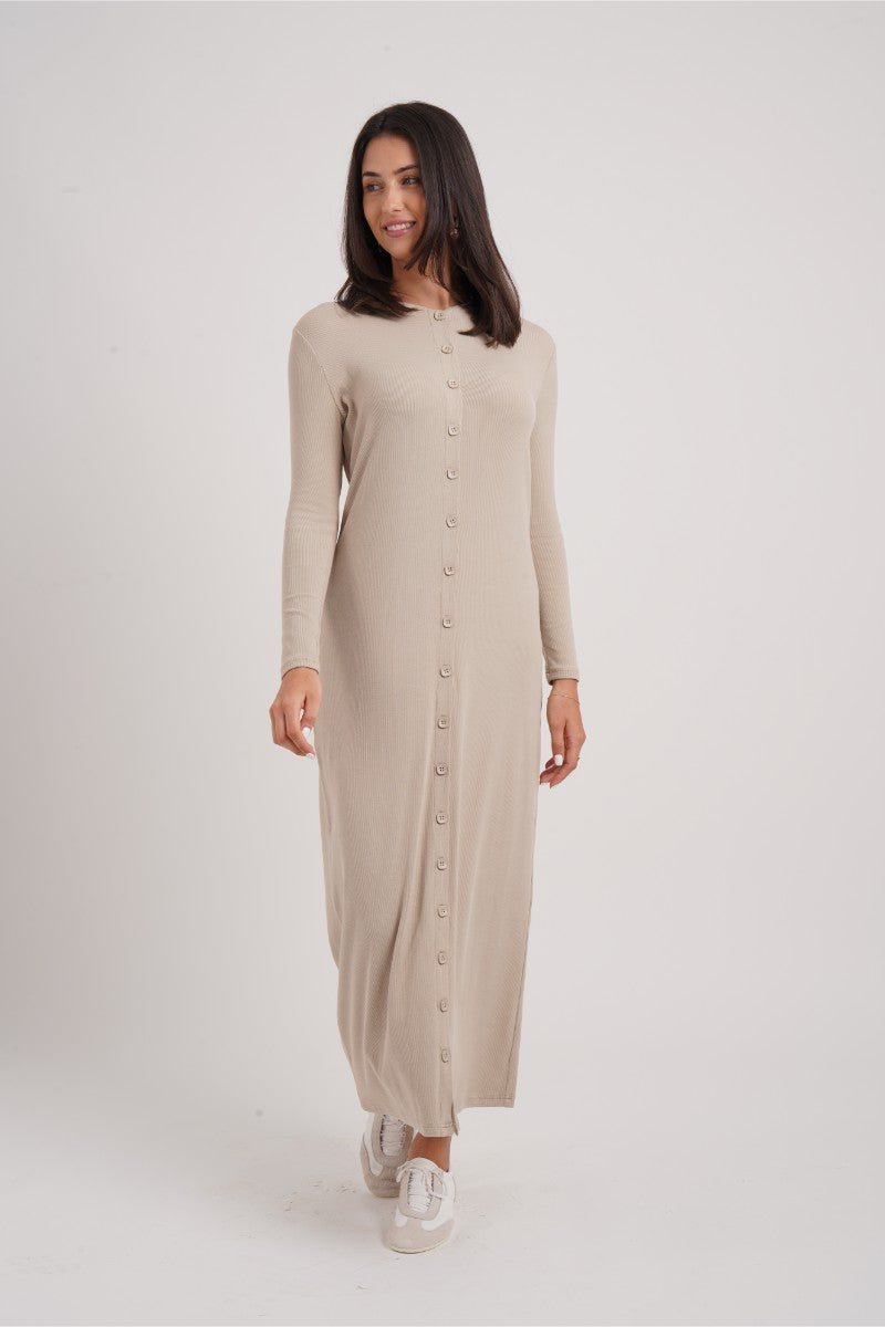 Ribbed Button Maxi Sand – Ali Specials