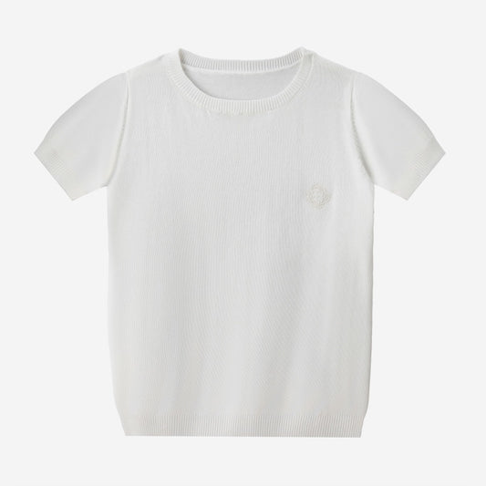 Knit Emblem Top White