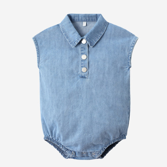 Boy Collar Romper - Blue Denim Collection