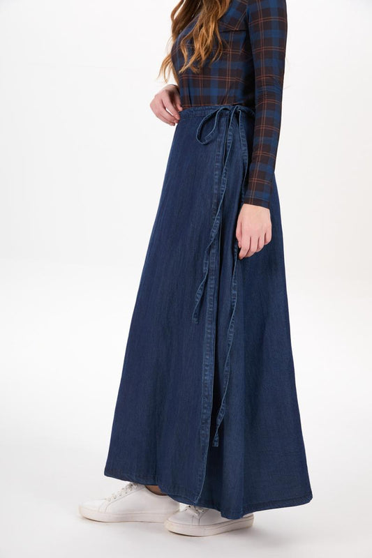 Wrap Denim Skirt Blue Denim