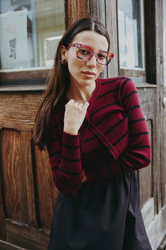 Sleeveles Jumper Dress and Knit Cardigan Wine