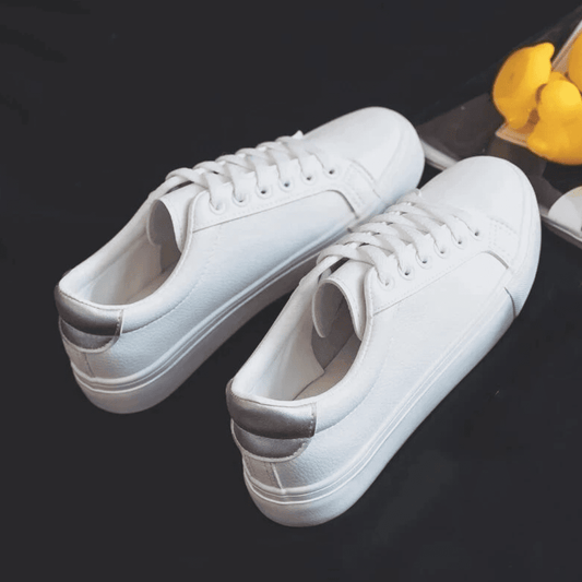 White PU Leather Sneakers