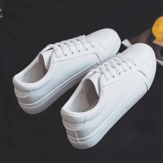 White PU Leather Sneakers