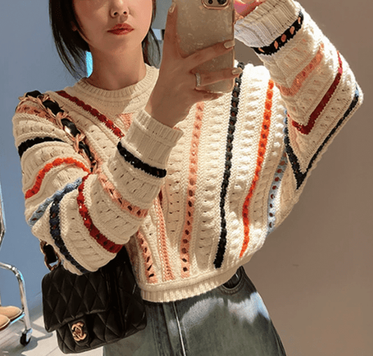 Knitted Hollow-Out Pullover